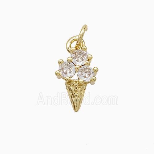 Copper Ice Cream Pendant Pave Zirconia Gold Plated