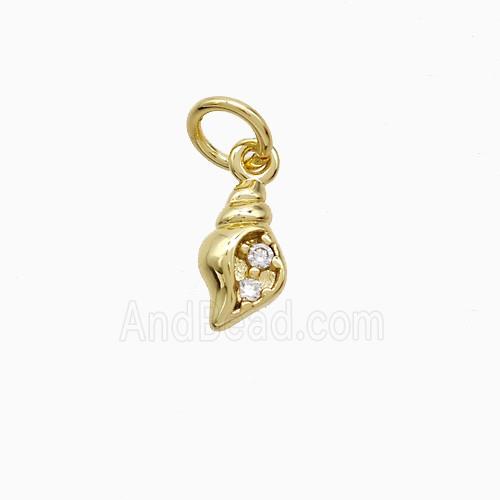 Copper Conch Shell Pendant Pave Zirconia Gold Plated