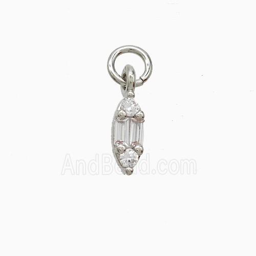 Copper Leaf Pendant Pave Zirconia Platinum Plated