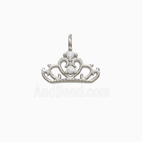 Copper Crown Pendant Pave Zirconia Platinum Plated