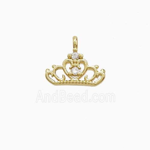 Copper Crown Pendant Pave Zirconia Gold Plated