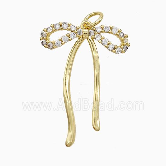 Copper Bowknot Pendant Pave Zirconia Gold Plated