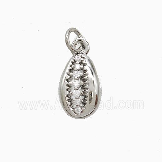 Copper Conch Shell Pendant Pave Zirconia Platinum Plated