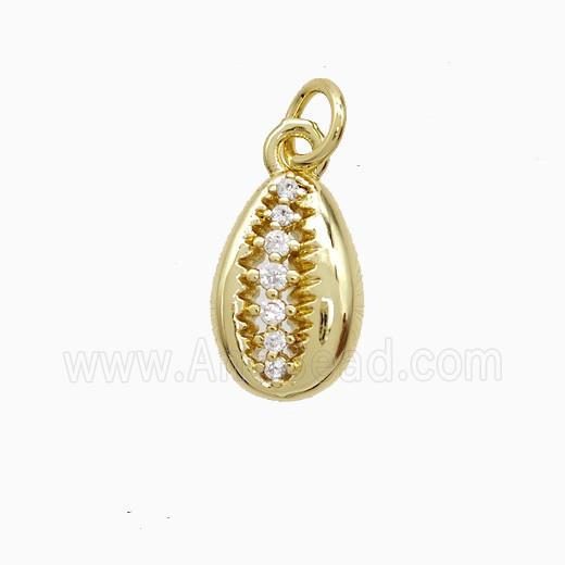 Copper Conch Shell Pendant Pave Zirconia Gold Plated