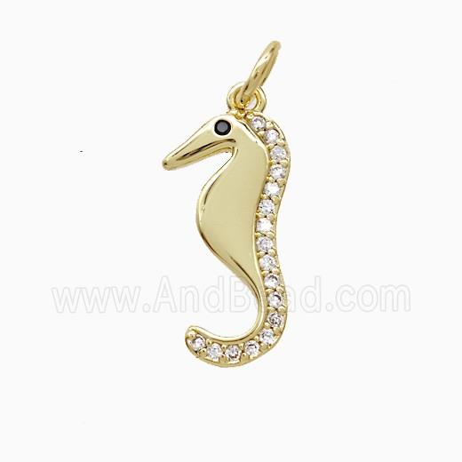 Copper Seahorse Pendant Pave Zirconia Gold Plated