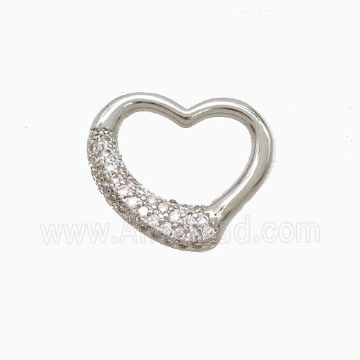 Copper Heart Pendant Pave Zirconia Platinum Plated