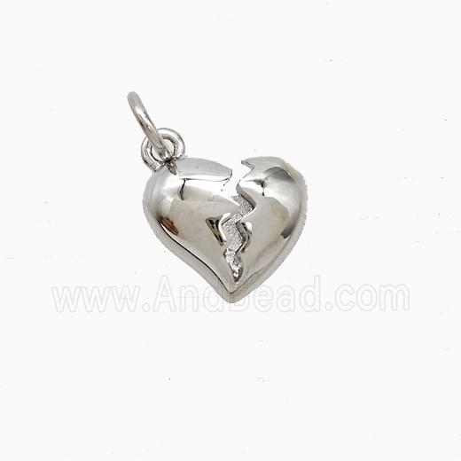 Broken Heart Charms Copper Pendant Platinum Plated