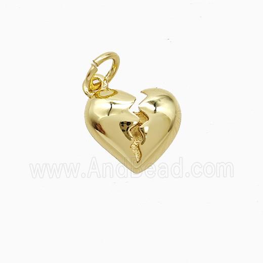 Broken Heart Charms Copper Pendant Gold Plated