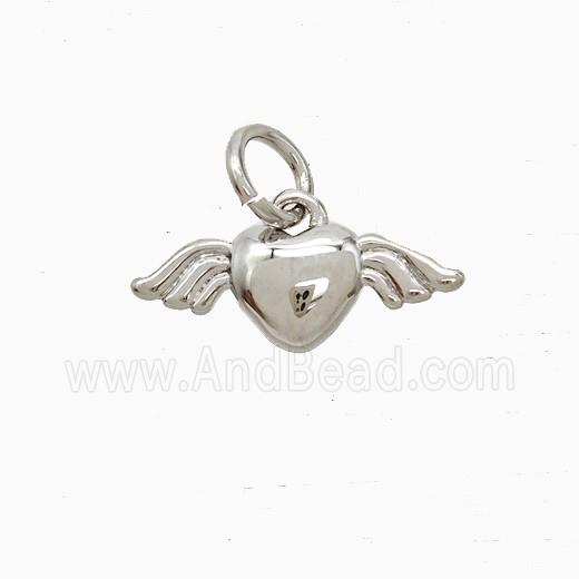 Copper Heart Angel Wings Pendant Platinum Plated