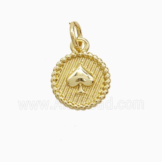 ACE of Spade Copper Heart Pendant Gold Plated