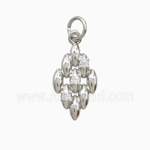 Copper Rhombus Pendant Pave Zirconia Platinum Plated