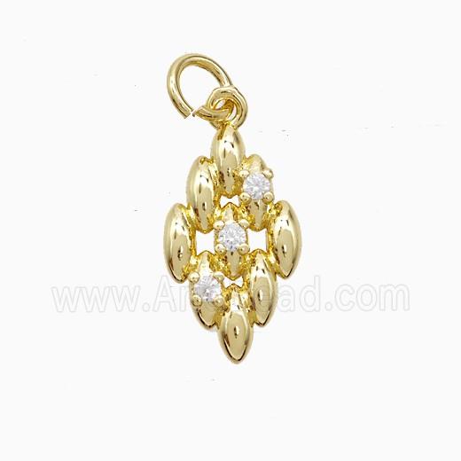 Copper Rhombus Pendant Pave Zirconia Gold Plated