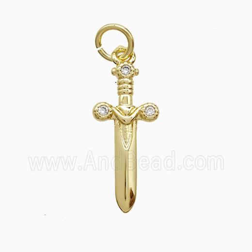 Copper Ankh Sword Pendant Pave Zirconia Gold Plated