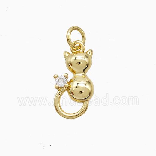 Copper Cat Pendant Pave Zirconia Gold Plated