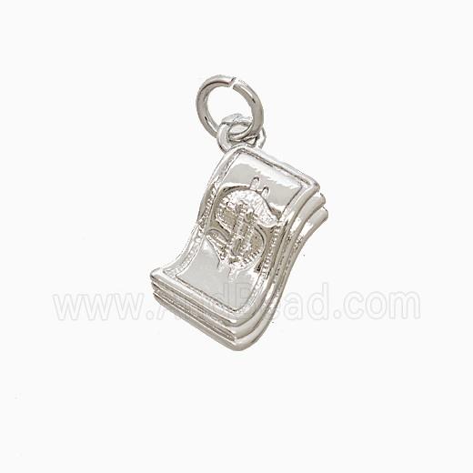 Money Dollar Charms Copper Pendant Platinum Plated