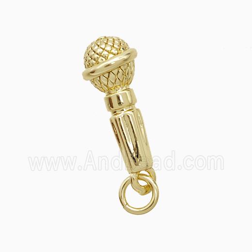 Copper Microphone Pendant Gold Plated