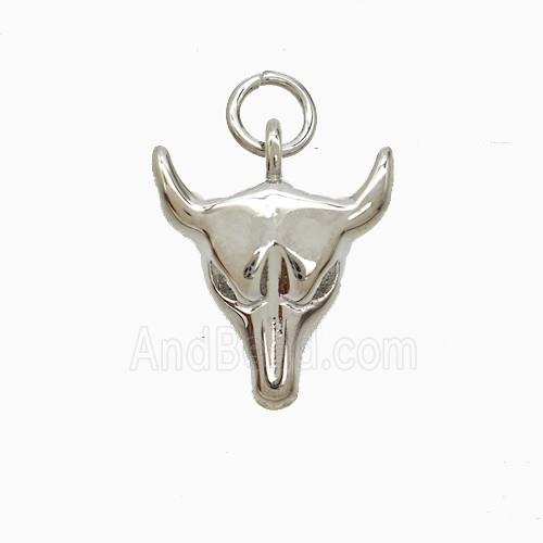 Copper Bullhead Pendant Platinum Plated