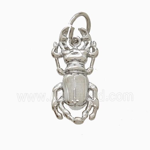 Copper Beetle Pendant Platinum Plated