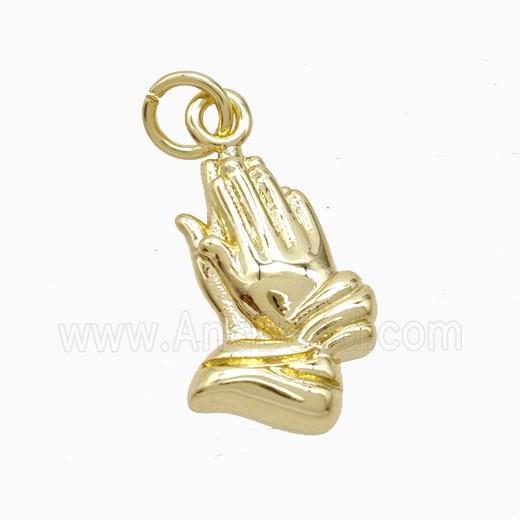 Copper Prayer Hand Pendant Gold Plated
