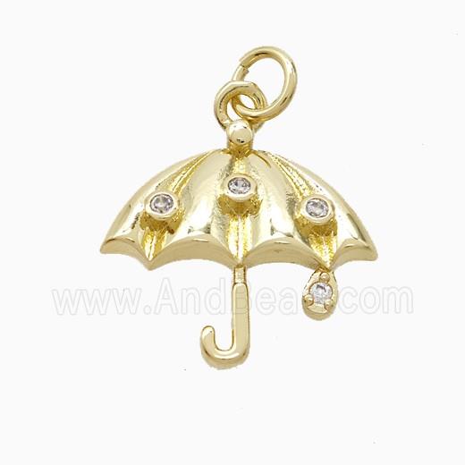 Copper Umbrella Pendant Pave Zirconia Gold Plated