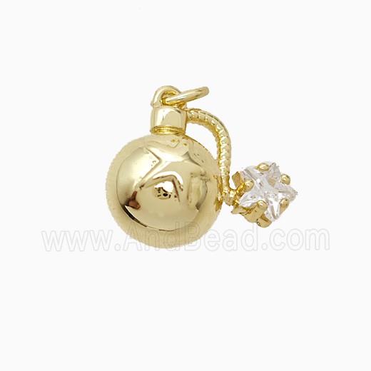 Copper Pendant Pave Zircon, Gold Plated