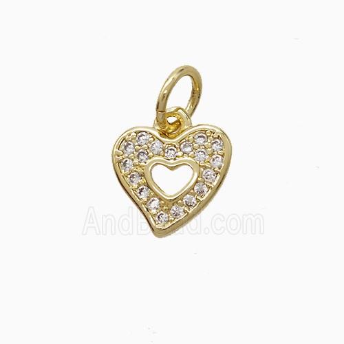 Copper Heart Pendant Pave Zirconia Gold Plated