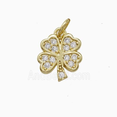 Copper Clover Pendant Pave Zirconia Gold Plated