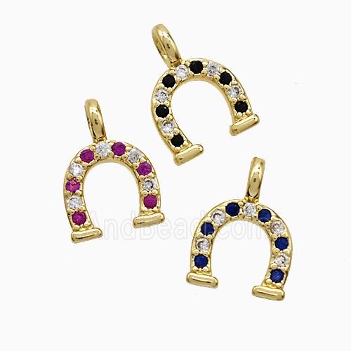 Copper Horseshoe Pendant Pave Zirconia Gold Plated Mixed
