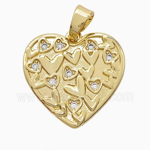 Copper Heart Pendant Pave Zirconia Gold Plated