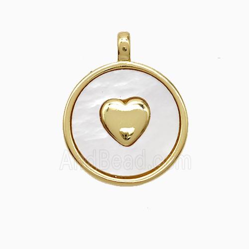 Copper Volleyball Pendant Pave Shell Heart Gold Plated