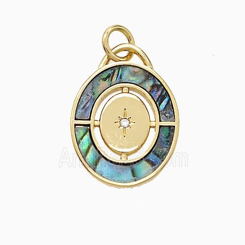 Copper Star Pendant Pave Shell Oval Gold Plated
