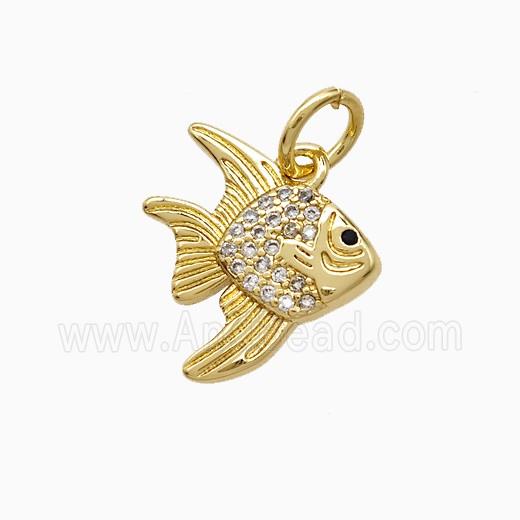 Copper Fish Pendant Pave Zirconia Gold Plated