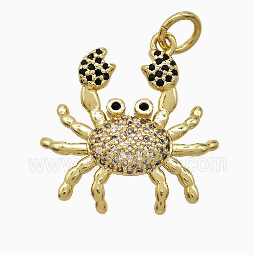 Copper Crab Pendant Pave Zirconia Gold Plated