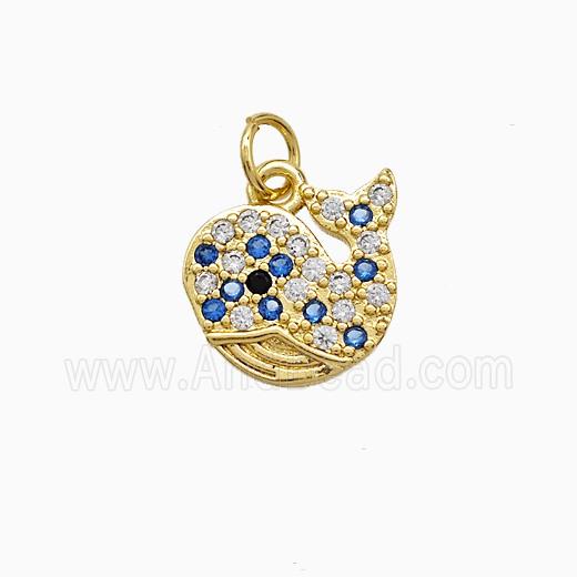 Copper Dolphin Pendant Pave Zirconia Gold Plated