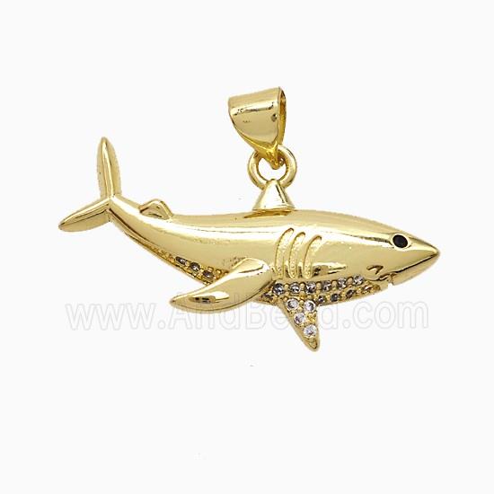 Copper Shark Pendant Pave Zirconia Gold Plated