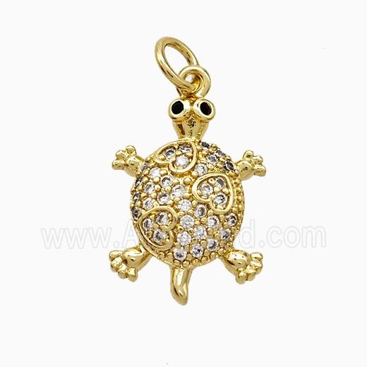 Copper Tortoise Pendant Pave Zirconia Gold Plated
