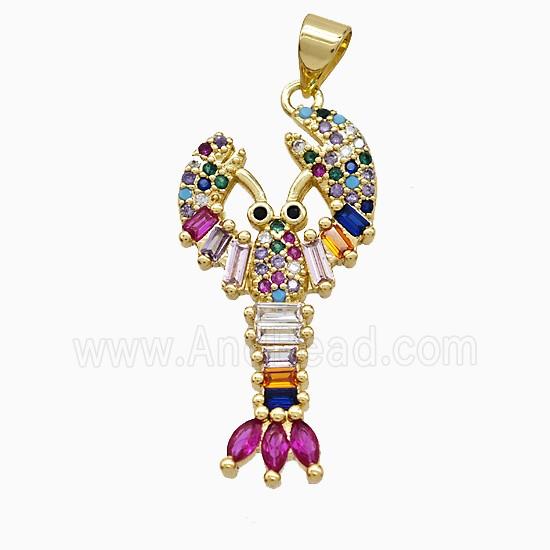 Copper Crab Pendant Pave Zirconia Gold Plated