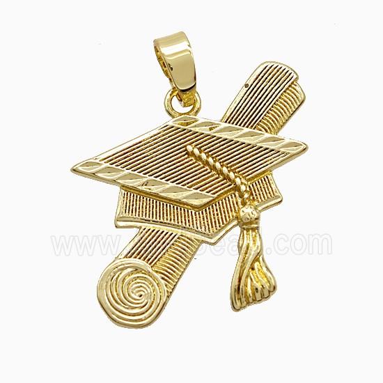 Copper Graduation Cap Pendant Gold Plated