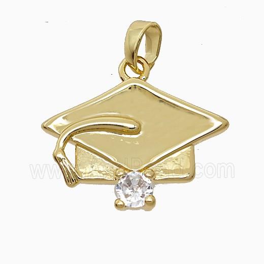 Copper Pendant Pave Zircon, Gold Plated