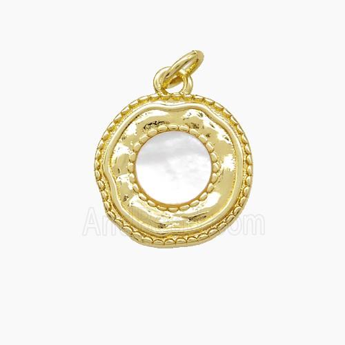 Copper Sun Pendant Pave Shell Gold Plated