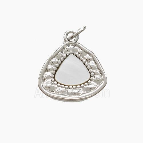 Copper Triangle Pendant Pave Shell Platinum Plated