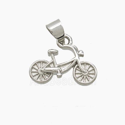 Copper Bicycle Pendant Platinum Plated