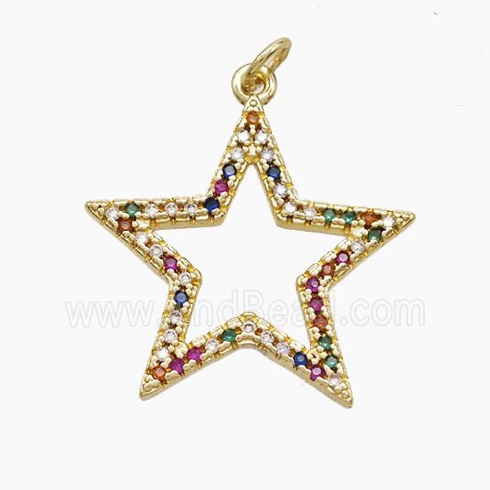 Copper Star Pendant Pave Zirconia Gold Plated