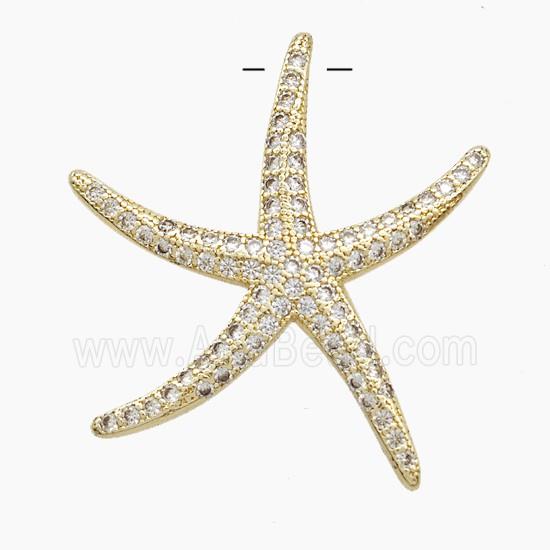 Copper Starfish Pendant Pave Zirconia Gold Plated