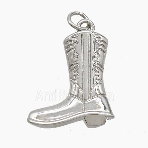 Cowboy Boots Copper Shoes Pendant Platinum Plated