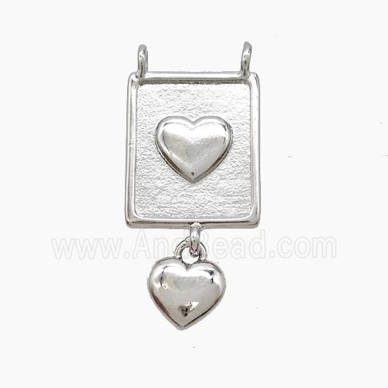 Copper Heart Pendant 2loops Platinum Plated