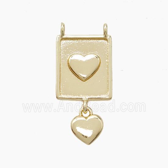 Copper Heart Pendant 2loops Gold Plated