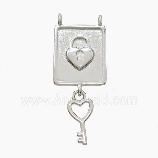 Copper Key Lock Pendant 2loops Platinum Plated