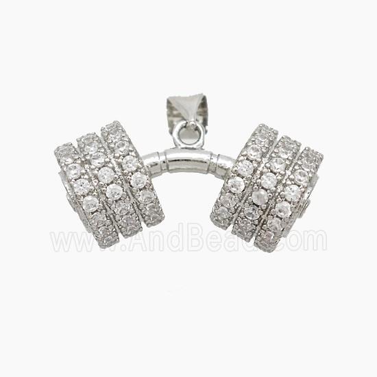 Copper Barbell Pendant Pave Zirconia Sports Platinum Plated