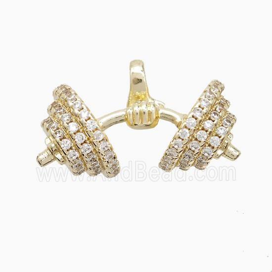 Copper Barbell Pendant Pave Zirconia Sports Gold Plated
